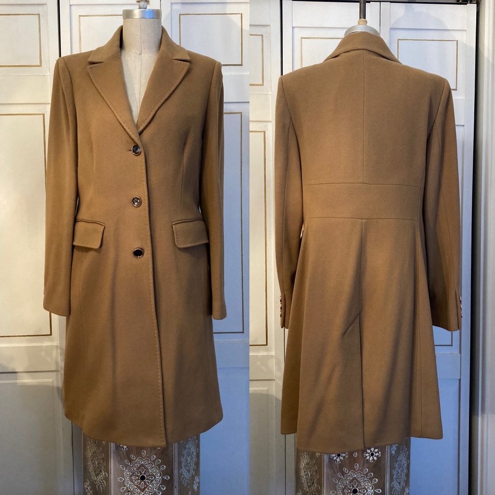 Womens NWT Karen Millen wool button down coat in beautiful camel color, size 10